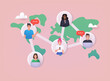 Social contacts of people connected by nodes and lines. Global communication network. Social media communication systems and technologies. 3D Web Vector Illustrations.
