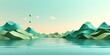 3d render, cartoon illustration of turquoise hills with water in the background, simple minimalistic style, low detail copy space for photo text or product, blank