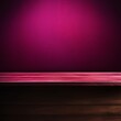 Abstract background with a dark magenta wall and wooden table top for product presentation, wood floor, minimal concept, low key studio shot