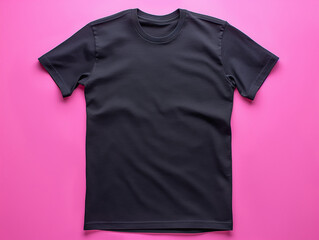 Wall Mural - black t shirt mockup isolated on pastel color