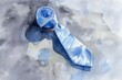 Watercolor painting of a tie and a roll of toilet paper, suitable for fashion or bathroom related projects