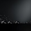 Black bubble with water droplets on it, representing air and fluidity. Web banner with copy space for photo text or product, blank empty copyspace