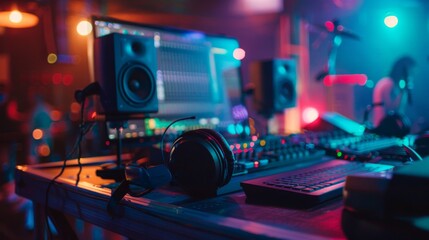 Poster - Evening DJ Setup at a Vibrant Nightclub Party