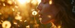 © David Giraud - Silhouette d'une femme soufflant sur une fleur de pissenlit, avec des rayons dorés et des effets bokeh en arrière-plan.