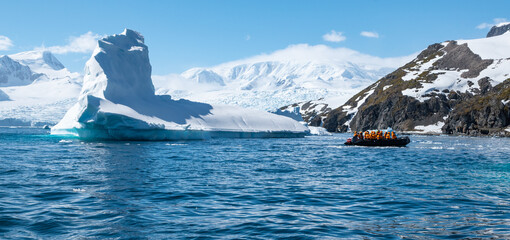 Poster - Adventure in Cierva Cove. Iceberg in the Antarctic Ocean.