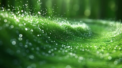 Canvas Print - A close up of a green leaf with water droplets on it, AI