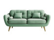 © Rattiyagone - Modern green quilted fabric classic sofa on  transparent background.