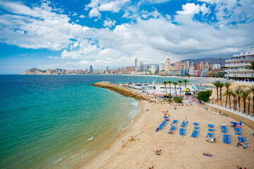 Canvas Print - Benidorm, Spain. View over the beach	