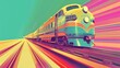 A cute and colorful visualization of a retro train  AI generated illustration