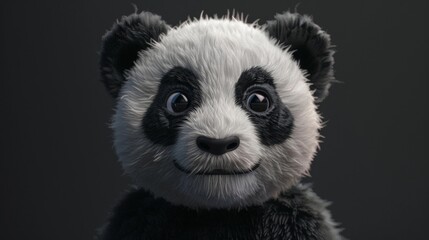 Wall Mural - A cute and cuddly 3D model of a panda bear  AI generated illustration
