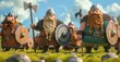 A cute and lighthearted depiction of a Viking raid  AI generated illustration
