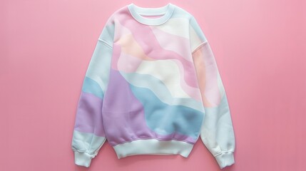 Wall Mural - A cute jumper with a pastel gradient and abstract shapes  AI generated illustration