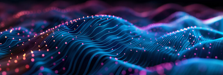 Wall Mural - abstract background with glowing particles. a futuristic wave of glowing particles. big data visuali