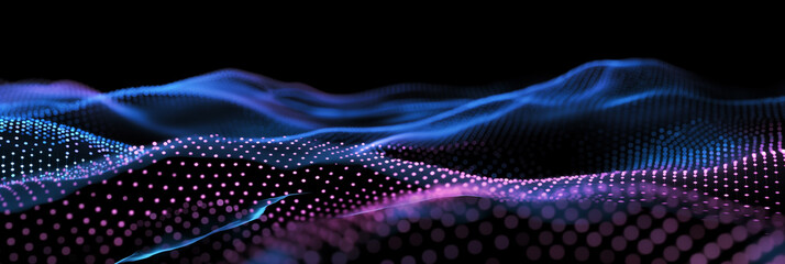 Wall Mural - abstract background with glowing particles. a futuristic wave of glowing particles. big data visuali