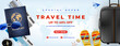 Special offer travel banner with travel stuff