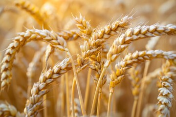 Wall Mural - a field of golden wheat with a bright sun shining on it