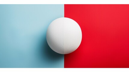 Wall Mural - A white egg on a red and blue background with the yolk facing up, AI