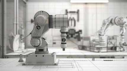 Leinwandbilder - Robotic Arm in Industrial Automation Setting