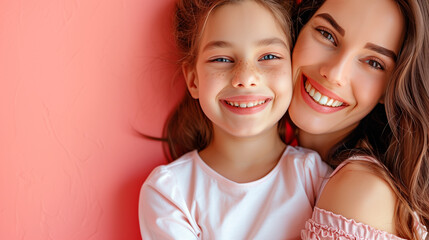 happy mother's day! Adorable sweet young mother with cute little daugh.