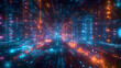 Cybernetic Dreamscape: A Vibrant Visualization of Digital Data Flow