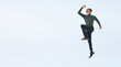Full body photo of a black man jumping. (We also sell PNGs that are cropped and have transparent background. Please search for 