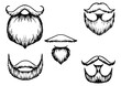Beard and moustache sketch engraving PNG illustration. Scratch board style imitation. Black and white hand drawn image.