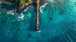 Aerial view of jetty on coastline of Maui Hawaii. .. -