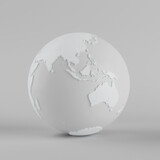 Fototapeta Boho - White Earth Globe Planet in Clay Style. 3d Rendering
