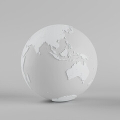 Poster - White Earth Globe Planet in Clay Style. 3d Rendering