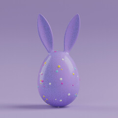 Poster - Lilac Easter Egg with Bunny Ears. 3d Rendering