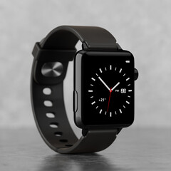 Poster - Black Modern Smart Watch Mockup with Strap. 3d Rendering