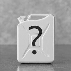Aufkleber - White Metal Jerrycan with Question Mark. 3d Rendering