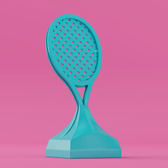 Aufkleber - Tennis Award Trophy in the Shape of a Blue Tennis Racket in Duotone Style. 3d Rendering