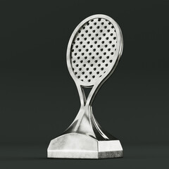 Aufkleber - Tennis Award Trophy in the Shape of a Silver Tennis Racket. 3d Rendering