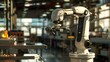 Industrial Robot Arm in Manufacturing Workshop