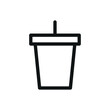Drink with plastic straw isolated icon, soda paper cup vector symbol with editable stroke