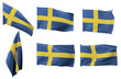 Large pictures of six different positions of the flag of Sweden