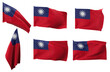 Large pictures of six different positions of the flag of Taiwan