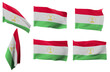 Large pictures of six different positions of the flag of Tajikistan