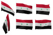 Large pictures of six different positions of the flag of Syria