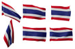 Large pictures of six different positions of the flag of Thailand