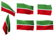 Large pictures of six different positions of the flag of Tatarstan