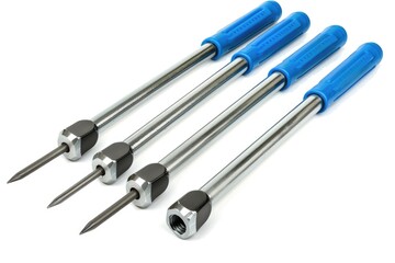 Canvas Print - A set of four screwdrivers with blue handles. Perfect for DIY projects or repairs