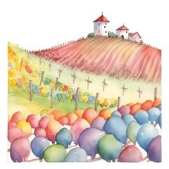 Wall Mural - easter eggs in a basket