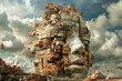 © Napat.T - A large face made of bricks and rubble
