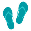 Turquoise plastic flip-flops on a white background. Beach accessories for vacation. Vector illustration.