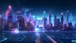 Futuristic City Technology with Digital Glowing Lights