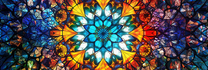 Wall Mural - A kaleidoscope of vivid colours with beautiful ornaments and mandalas on the background