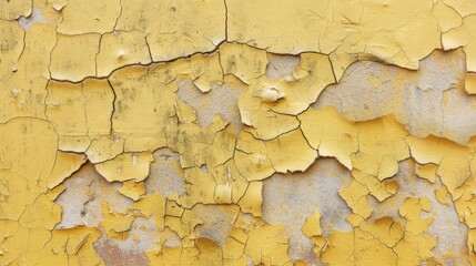 Wall Mural - Yellow paint peeling off wall