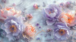 Pastel Floral Delight on Marble Background with Delicate Pink and Purple Blooms
